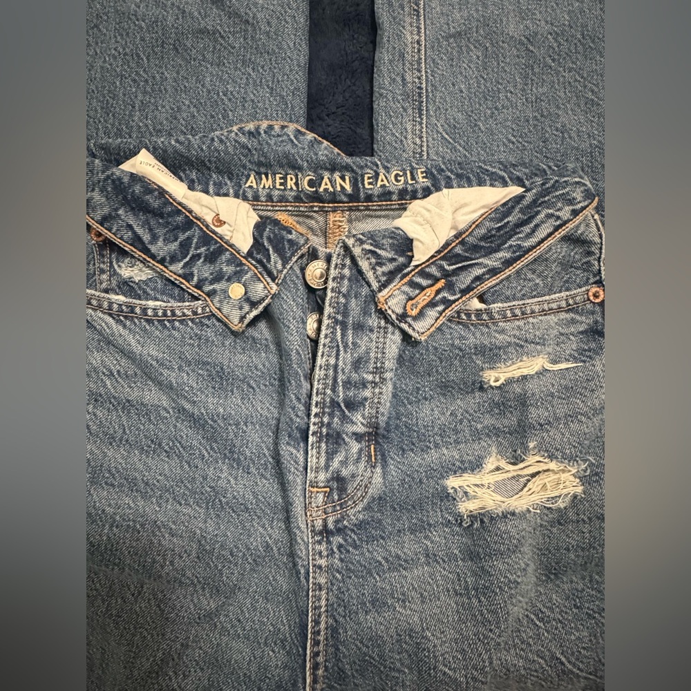 American Eagle Outfitters Blue Distressed Women's Relaxed Jeans New 00 Short